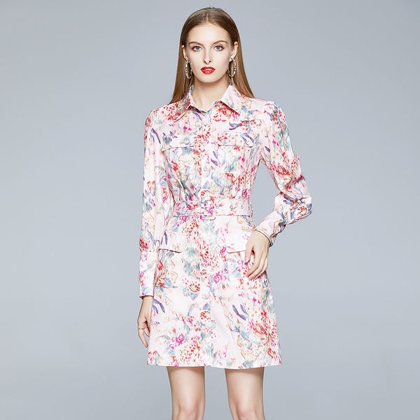 autumn runway shirt dressed in long female single-breasted vintage floral print thin pocket blet mini dress k402, Black;gray
autumn runway shirt dressed in long female single-breasted vintage floral print thin pocket blet mini dress k402, Black;gray