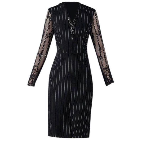 casual dresses 2021 summer women pencil knee-length plus size 4xl office ladies striped lace diamonds patchwork long sleeve dress d9936, Black;gray
casual dresses 2021 summer women pencil knee-length plus size 4xl office ladies striped lace diamonds patchwork long sleeve dress d9936, Black;gray