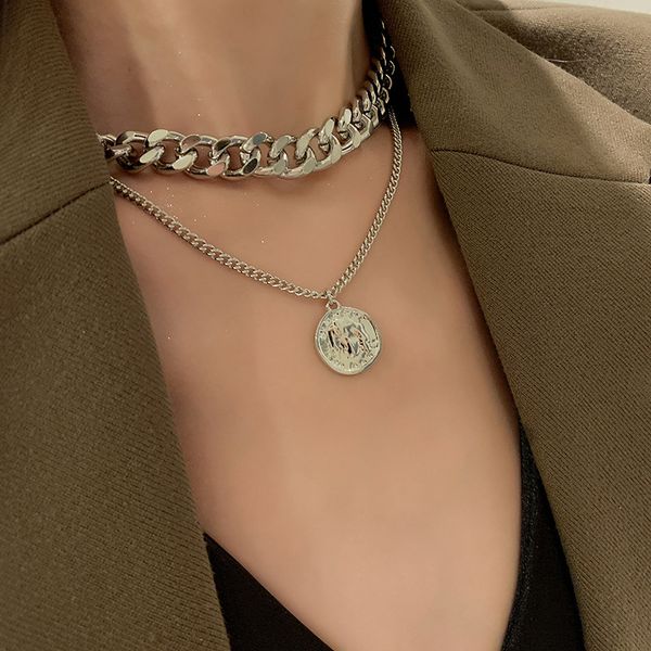 chain portrait metal double-layer versatile necklace korean east gate clavicle fashion net red sweet neck chain, Silver
chain portrait metal double-layer versatile necklace korean east gate clavicle fashion net red sweet neck chain, Silver