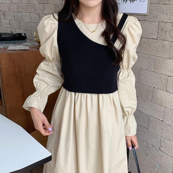 casual dresses autumn korean chic dress sets o-neck puff sleeve long + design one shoulder knitted vest sweater women suits, Black;gray
casual dresses autumn korean chic dress sets o-neck puff sleeve long + design one shoulder knitted vest sweater women suits, Black;gray