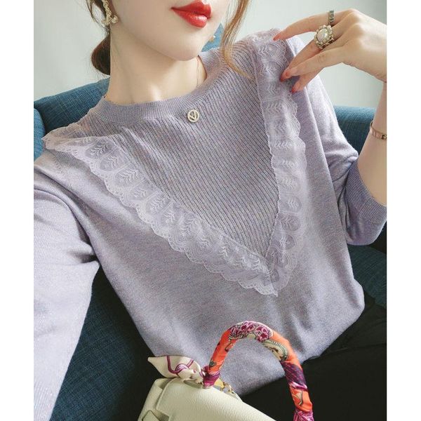 women's t-shirt spring and autumn lace sleeve knitted 2021 base shirt slim sweater women, White
women's t-shirt spring and autumn lace sleeve knitted 2021 base shirt slim sweater women, White