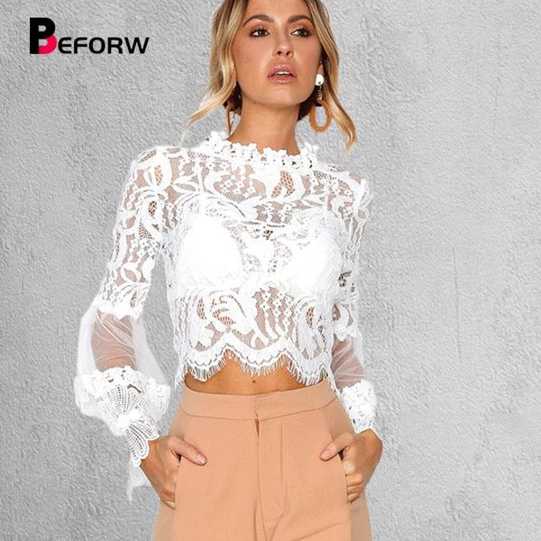 2021 women blouses lace perspective stand neck long sleeve solid blouse clothing fashion slim shirt female women's & shirts, White
2021 women blouses lace perspective stand neck long sleeve solid blouse clothing fashion slim shirt female women's & shirts, White