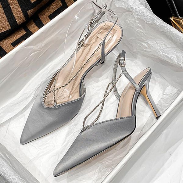 sandals 2021 brand ladies spring diamond chain decorated high heels pointed toe women thin u317, Black
sandals 2021 brand ladies spring diamond chain decorated high heels pointed toe women thin u317, Black