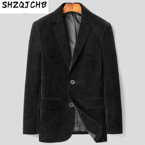 men's leather & faux shzq 2021 autumn and winter clothes casual slim print coat trend handsome sheepskin suit, Black
men's leather & faux shzq 2021 autumn and winter clothes casual slim print coat trend handsome sheepskin suit, Black