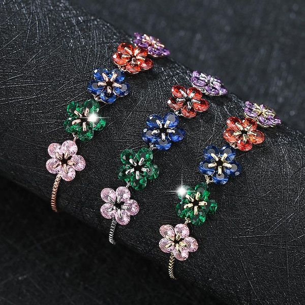 charm bracelets korean 2021 fashion fine colored zircon flowers ladies chain on hand adjustable simple student bracelet for women, Golden;silver
charm bracelets korean 2021 fashion fine colored zircon flowers ladies chain on hand adjustable simple student bracelet for women, Golden;silver
