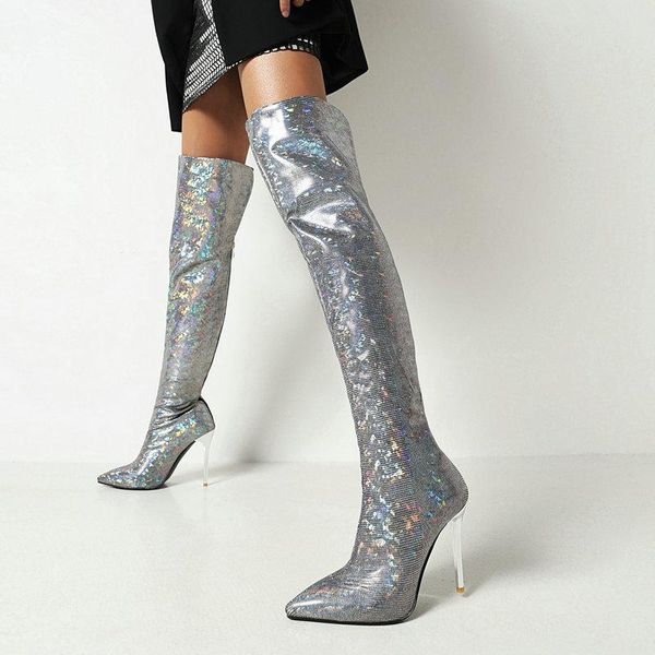boots fashion silver sequined cloth women stiletto over the knee autumn winter super high heel long size 42 43, Black
boots fashion silver sequined cloth women stiletto over the knee autumn winter super high heel long size 42 43, Black