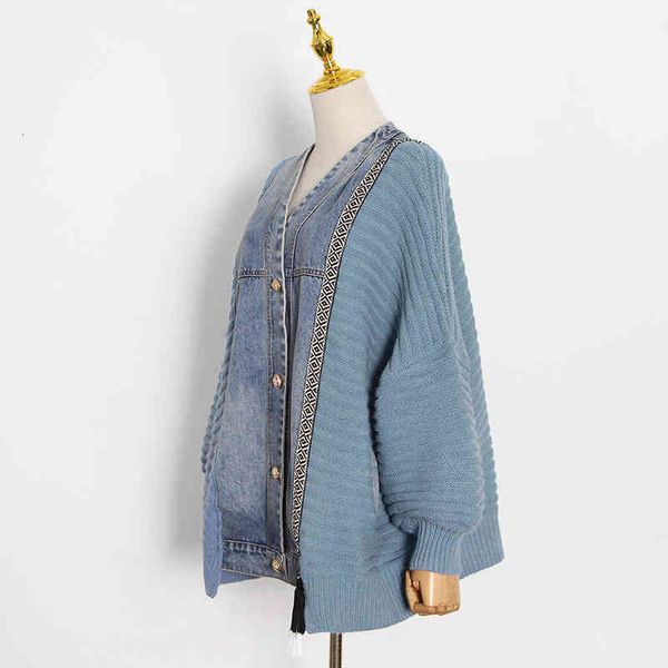 korean patchwork knitted jacket for women v neck long sleeve casual denim jackets female fashion spring tide, Black;brown
korean patchwork knitted jacket for women v neck long sleeve casual denim jackets female fashion spring tide, Black;brown