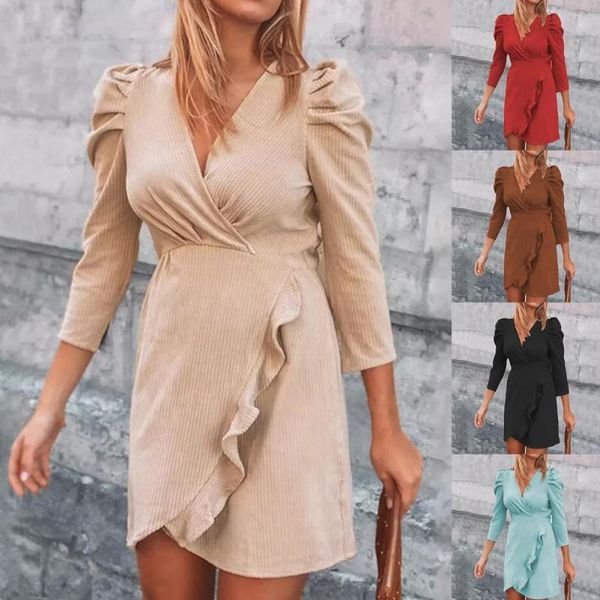 casual dresses office lady dress v neck ruffles autumn winter solid color puff sleeve bodycon for wedding, Black;gray
casual dresses office lady dress v neck ruffles autumn winter solid color puff sleeve bodycon for wedding, Black;gray