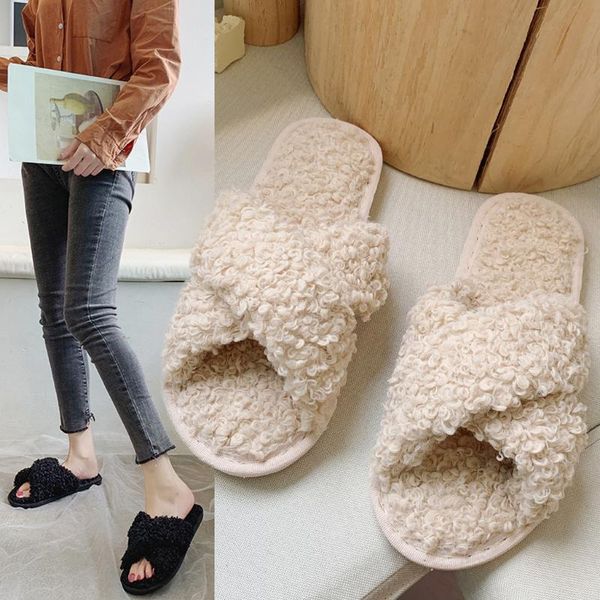 slippers women girls cute cotton short plush flat casual shoes women's net red fashion outer wear lazy, Black
slippers women girls cute cotton short plush flat casual shoes women's net red fashion outer wear lazy, Black