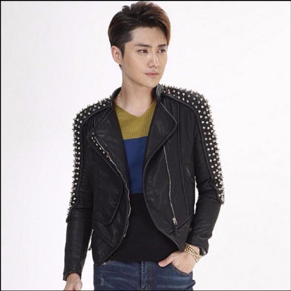 men's fur & faux m-6xl europe black rivet motorcycle pu leather jacket punk dj fashion youth tide clothes coat singer stage costumes
men's fur & faux m-6xl europe black rivet motorcycle pu leather jacket punk dj fashion youth tide clothes coat singer stage costumes