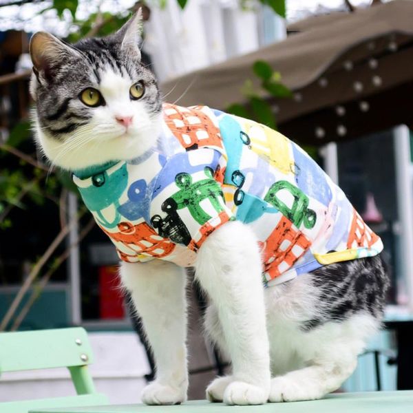 cat costumes 2022 sphynx puppy pet clothes for cats summer vest classic print hairless