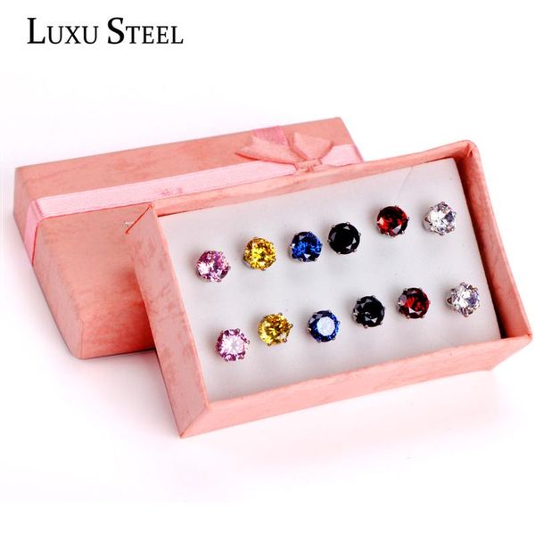 stud luxusteel gift box 6pairs earring sets size 3mm/5mm/7mm stainless steel anit-allergy colorful crystal bijoux, Golden;silver
stud luxusteel gift box 6pairs earring sets size 3mm/5mm/7mm stainless steel anit-allergy colorful crystal bijoux, Golden;silver