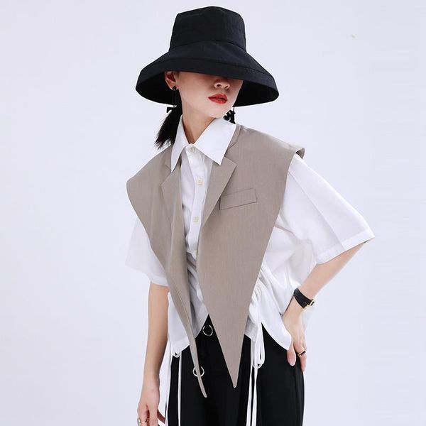 women's vests outdoor extra points artifact suit collar shawl waistcoat women in summer 2021, Black;white
women's vests outdoor extra points artifact suit collar shawl waistcoat women in summer 2021, Black;white