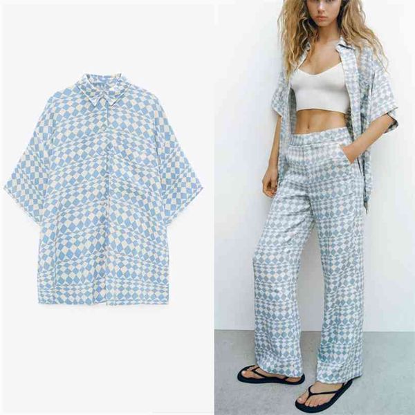 geometric print blue summer shirt women short sleeve dropped shoulders vintage patch pocket button up loose blouse 210524, White
geometric print blue summer shirt women short sleeve dropped shoulders vintage patch pocket button up loose blouse 210524, White