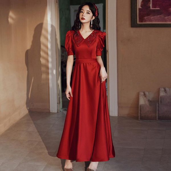 bride burgundy evening dress turn-down collor long formal dresses retro gown ethnic clothing, Red
bride burgundy evening dress turn-down collor long formal dresses retro gown ethnic clothing, Red
