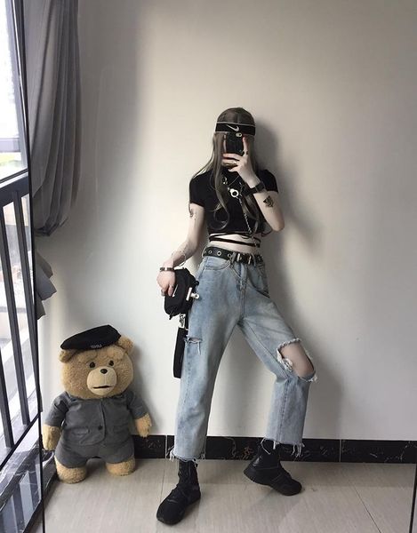 autumn loose holes jeans trousers light color female harajuku bf crimping thin nine points pants wide leg korean version women's, Blue
autumn loose holes jeans trousers light color female harajuku bf crimping thin nine points pants wide leg korean version women's, Blue