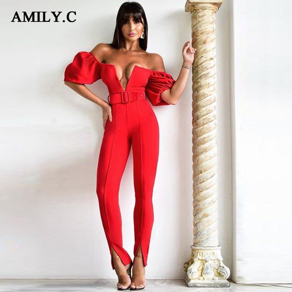 amily.c autumn 2021 ladies jumpsuit red strapless v-neck lantern short sleeve belt fashion club party women's two piece pants, White
amily.c autumn 2021 ladies jumpsuit red strapless v-neck lantern short sleeve belt fashion club party women's two piece pants, White