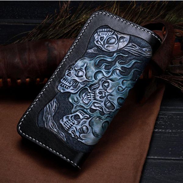 wallets handmade rock punk retro carving skull purses men long clutch vegetable tanned leather wallet card holder, Red;black
wallets handmade rock punk retro carving skull purses men long clutch vegetable tanned leather wallet card holder, Red;black