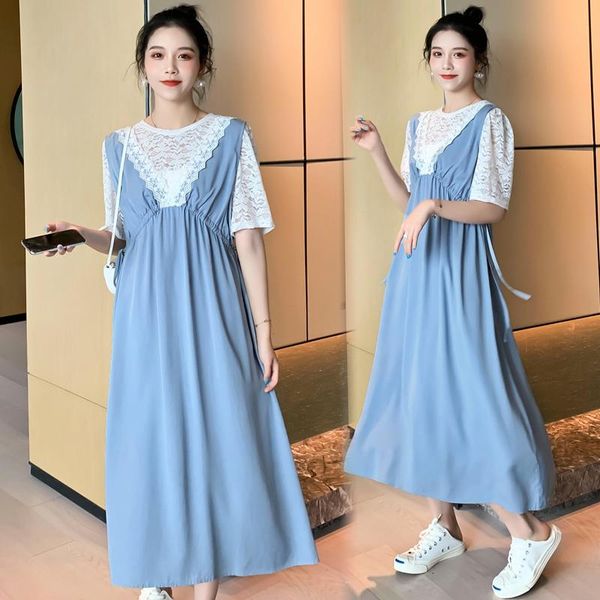 838# maternity dress summer short sleeves lace o neck easy matching loose stylish pregnant women mom dresses, White
838# maternity dress summer short sleeves lace o neck easy matching loose stylish pregnant women mom dresses, White