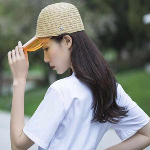 wide brim hats spring and summer transparent plastic visor sun cap, fashionable block straw men's women's universal baseball cap, Blue;gray
wide brim hats spring and summer transparent plastic visor sun cap, fashionable block straw men's women's universal baseball cap, Blue;gray