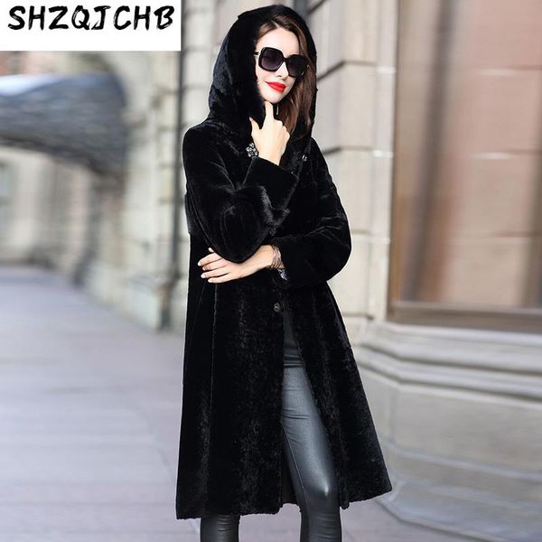 women's fur & faux jchb 2021 winter casual fashion mink hooded coat atmospheric sheep, Black
women's fur & faux jchb 2021 winter casual fashion mink hooded coat atmospheric sheep, Black
