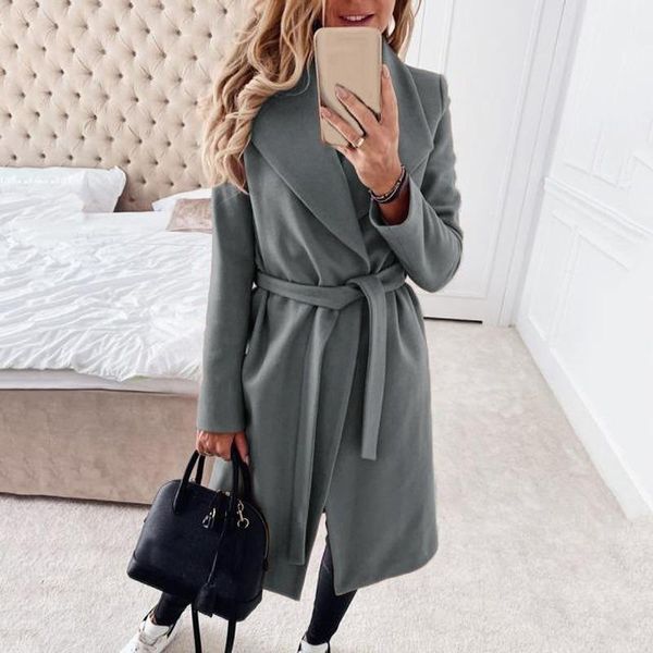 women's wool & blends 2021 autumn and winter womens windbreaker fashion tie lapel pure color woolen coat casual loose long-sleeved bla, Black
women's wool & blends 2021 autumn and winter womens windbreaker fashion tie lapel pure color woolen coat casual loose long-sleeved bla, Black