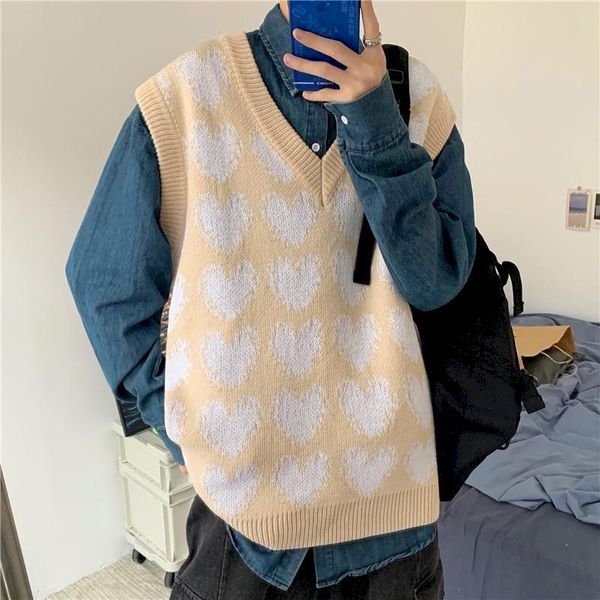 men's vests spring autumn sleeveless sweater vest women v neck knitted loose oversize jumpers pull femme sweaters tank gothic, Black;white 
men's vests spring autumn sleeveless sweater vest women v neck knitted loose oversize jumpers pull femme sweaters tank gothic, Black;white