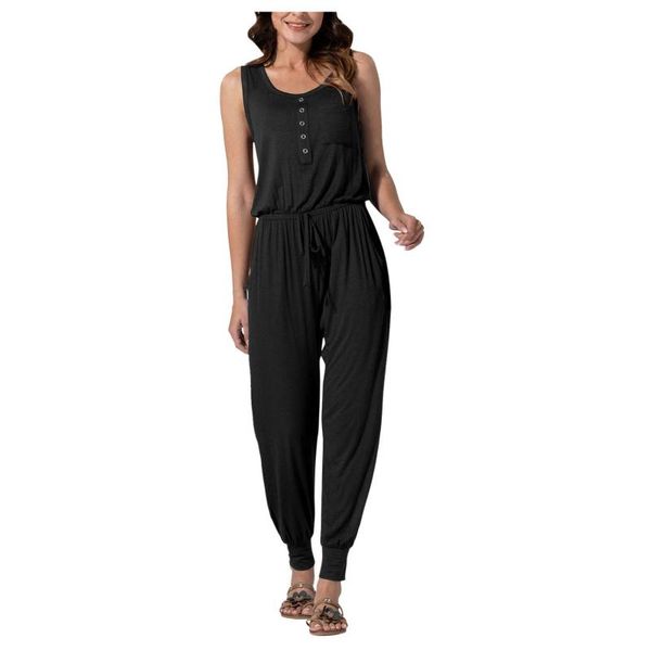 women's jeans summer solid color sleeveless button pocket sports jumpsuit woman trouser mono de mujer pants, Blue
women's jeans summer solid color sleeveless button pocket sports jumpsuit woman trouser mono de mujer pants, Blue