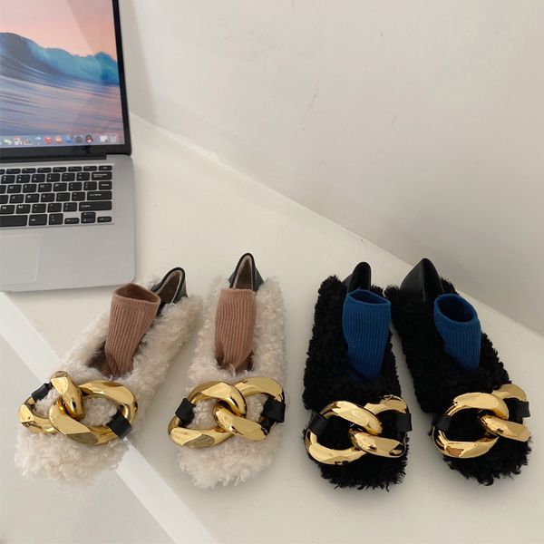 women fur flats slip on loafers fashion brand gold chain winter warm flat shoes ladies ballerinas shoes for women woman shoes, Black
women fur flats slip on loafers fashion brand gold chain winter warm flat shoes ladies ballerinas shoes for women woman shoes, Black