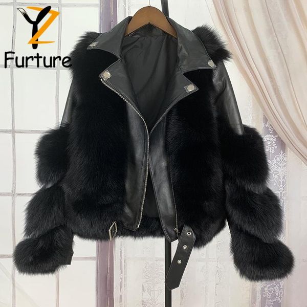 women's fur & faux 2021 trendy genuine jacket for women real coat splicing sheepskin leather warm thick winter outerwear, Black
women's fur & faux 2021 trendy genuine jacket for women real coat splicing sheepskin leather warm thick winter outerwear, Black