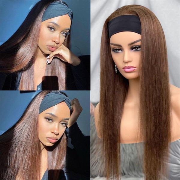 #2 #4 straight headband wig human hair wigs for women honey brown bone colored hair1, Black;brown
#2 #4 straight headband wig human hair wigs for women honey brown bone colored hair1, Black;brown