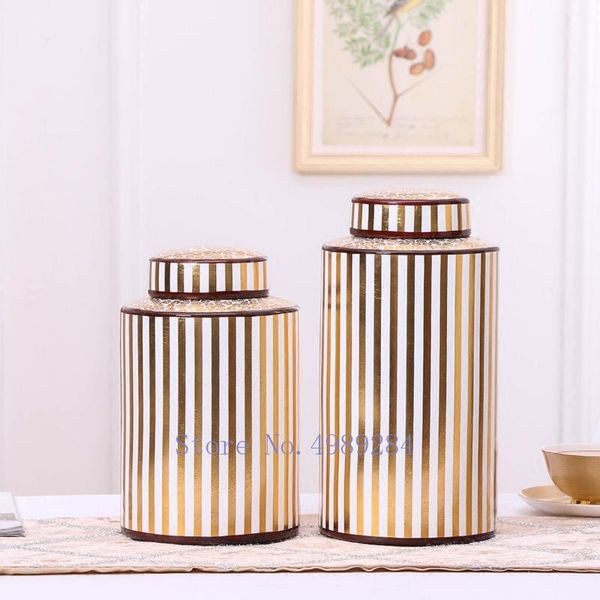 creativity ceramics vase with cover golden stripe modern storage jar home deskflower arrangement vases decoration
creativity ceramics vase with cover golden stripe modern storage jar home deskflower arrangement vases decoration