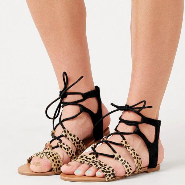 women's european and american leopard straps casual shoes cool summer fashion open toe flat sandals, Black
women's european and american leopard straps casual shoes cool summer fashion open toe flat sandals, Black
