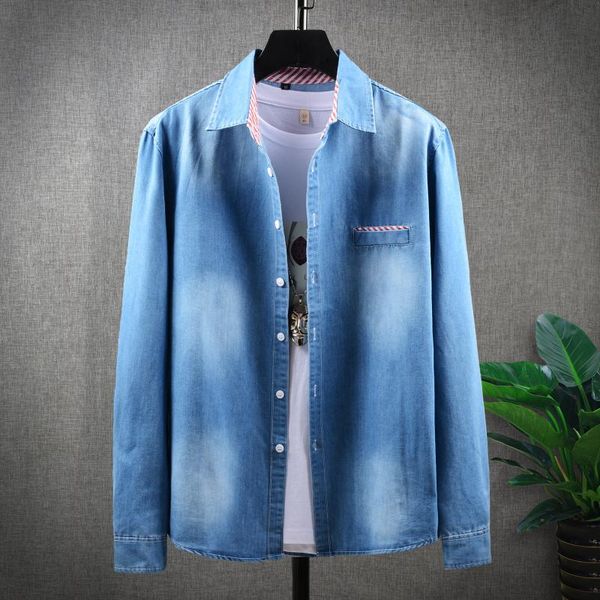 men's casual shirts autumn men lapel button blue long sleeves denim jean pocket slim jeans blouse plus size blusas mujer, White;black
men's casual shirts autumn men lapel button blue long sleeves denim jean pocket slim jeans blouse plus size blusas mujer, White;black