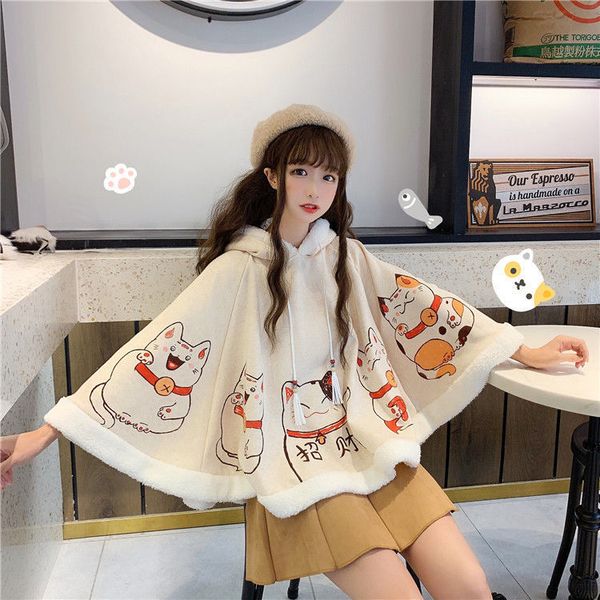 autumn and winter cute cat ears harajuku trend plus velvet thickened student lolita female japanese soft girl warm cloak shawlg, Blue;gray
autumn and winter cute cat ears harajuku trend plus velvet thickened student lolita female japanese soft girl warm cloak shawlg, Blue;gray