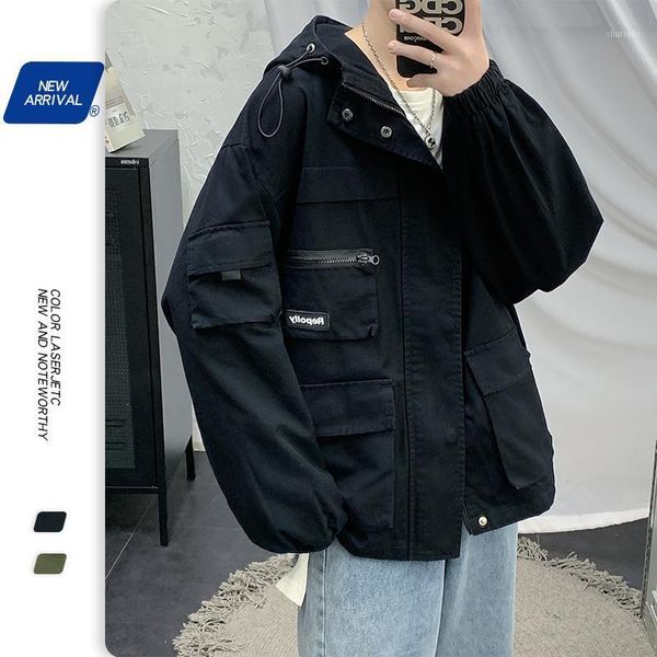 mens cargo jackets and coats with 4 pockets solid zip up hooded jacket loose streetwear plus size cotton outerwear for men men's, Black;brown
mens cargo jackets and coats with 4 pockets solid zip up hooded jacket loose streetwear plus size cotton outerwear for men men's, Black;brown