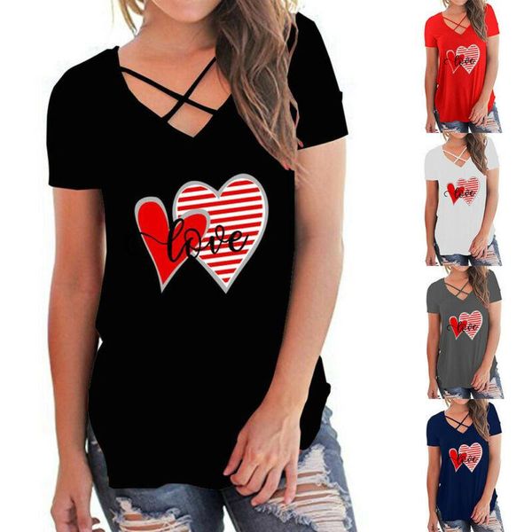 women's t-shirt women heart printed fashion short sleeve t shirt cross v-neck tunic summer loose casual harajuku plus size, White
women's t-shirt women heart printed fashion short sleeve t shirt cross v-neck tunic summer loose casual harajuku plus size, White