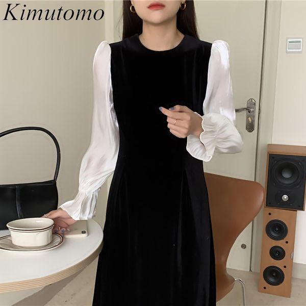 kimutomo vintage chic o-neck dress women patchwork panelled flare sleeve velvet vestido french style elegant spring 210521, Black;gray
kimutomo vintage chic o-neck dress women patchwork panelled flare sleeve velvet vestido french style elegant spring 210521, Black;gray