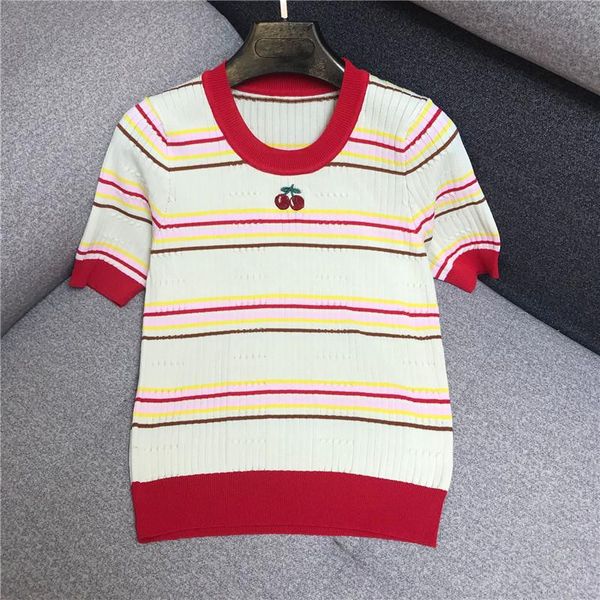 luxury designer brand knitted pullovers for women o neck embroidery cherry contrast color stripe sweater women's sweaters, White;black
luxury designer brand knitted pullovers for women o neck embroidery cherry contrast color stripe sweater women's sweaters, White;black