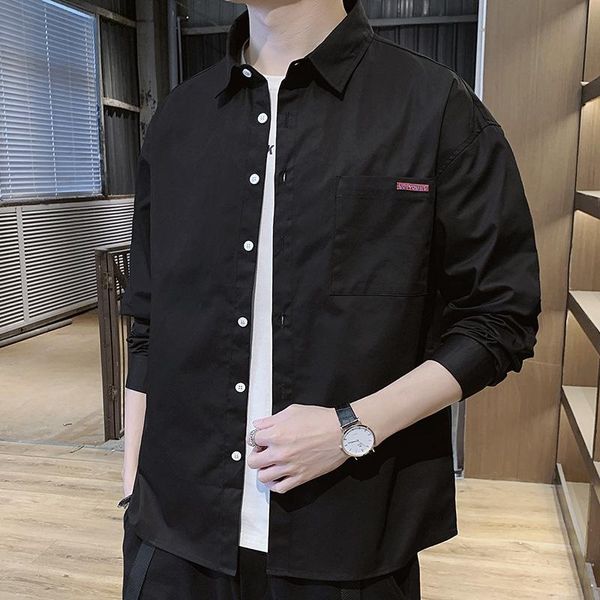 men's casual shirts cardigan harajuku personality original lapel solid color pocket all-match long sleeve tooling coat buttons shirt, White;black
men's casual shirts cardigan harajuku personality original lapel solid color pocket all-match long sleeve tooling coat buttons shirt, White;black