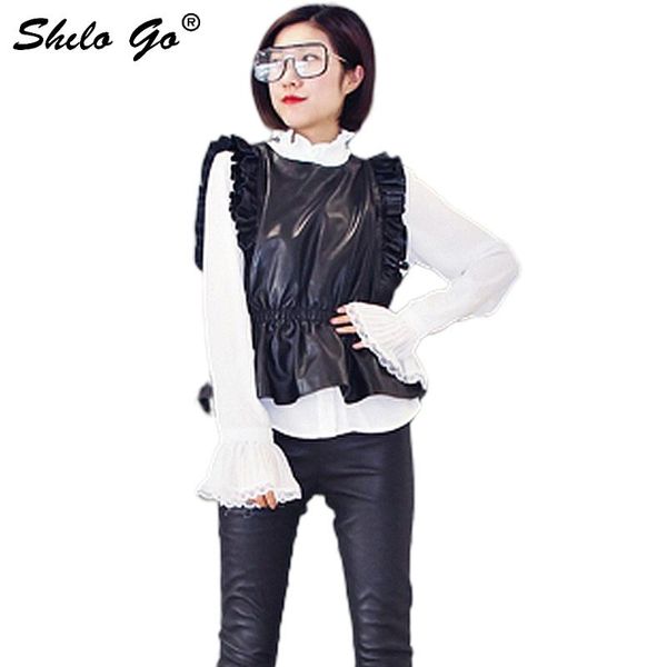 women's vests shilo go leather vest womens spring fashion sheepskin genuine o neck vintage ruffles sleeveless concise pullover, Black;white
women's vests shilo go leather vest womens spring fashion sheepskin genuine o neck vintage ruffles sleeveless concise pullover, Black;white