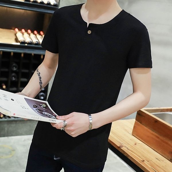 tayq short sleeve t-shirt clothes v-neck 2020 summer casual men's men's t-shirts) solid color clothes pure cotton youth one bu, White;black
tayq short sleeve t-shirt clothes v-neck 2020 summer casual men's men's t-shirts) solid color clothes pure cotton youth one bu, White;black