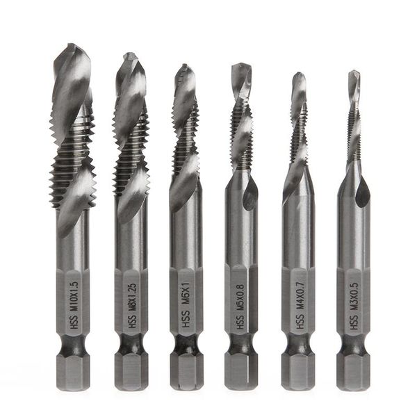 hand tools 6pcs/set high speed steel hss 4241 drill bits hex shank spiral tap m3-m10
hand tools 6pcs/set high speed steel hss 4241 drill bits hex shank spiral tap m3-m10