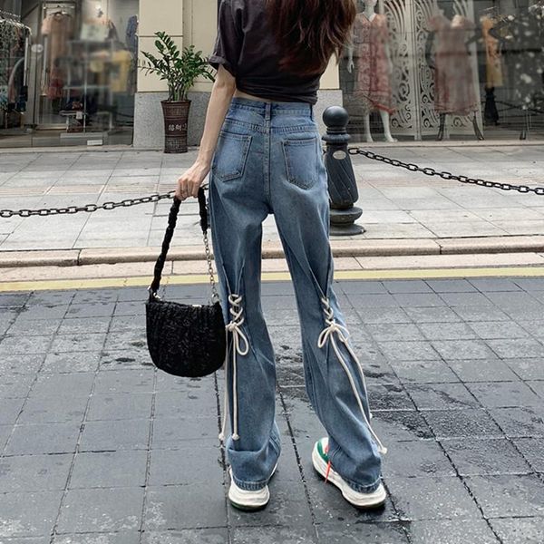 women's jeans stylish women blue high-waisted, straight-leg slimming wide-leg denim lace-up y2k style
women's jeans stylish women blue high-waisted, straight-leg slimming wide-leg denim lace-up y2k style