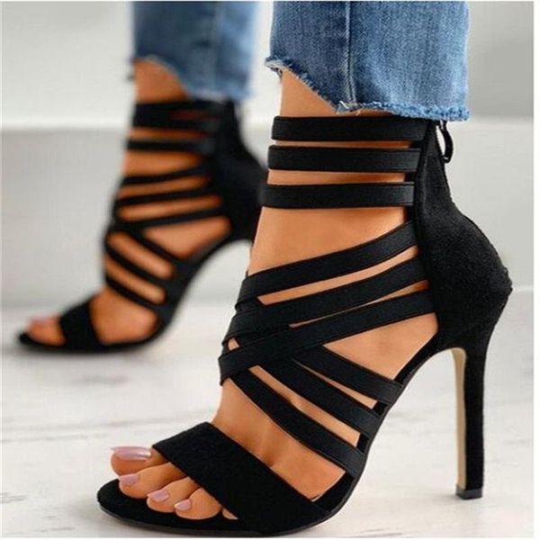 sandals solid color gladiator strappy women's shoes open toe stiletto high heels ladies party zipper women, Black
sandals solid color gladiator strappy women's shoes open toe stiletto high heels ladies party zipper women, Black