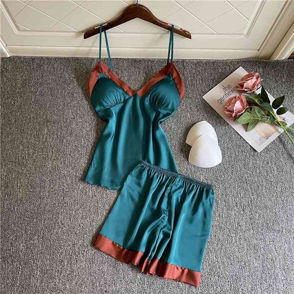 women's sleepwear satin pajamas set women summer strap shorts nightwear sleeveless v-neck patchwork home clothes pijamas, Black;red
women's sleepwear satin pajamas set women summer strap shorts nightwear sleeveless v-neck patchwork home clothes pijamas, Black;red