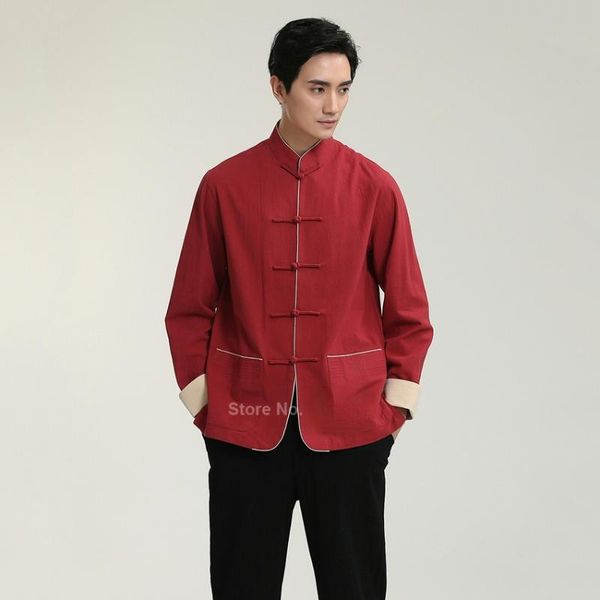 chinese style hanfu for men linen long sleeve tang suit jacket tai chi uniform wushu clothes vintage shirts stand collar ethnic clothin, Red
chinese style hanfu for men linen long sleeve tang suit jacket tai chi uniform wushu clothes vintage shirts stand collar ethnic clothin, Red