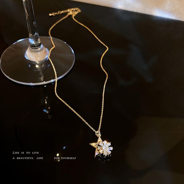 chain women pendants rotatable zircon flower star necklace sweet temperament niche design clavicle fashion personality trend neck, Silver
chain women pendants rotatable zircon flower star necklace sweet temperament niche design clavicle fashion personality trend neck, Silver