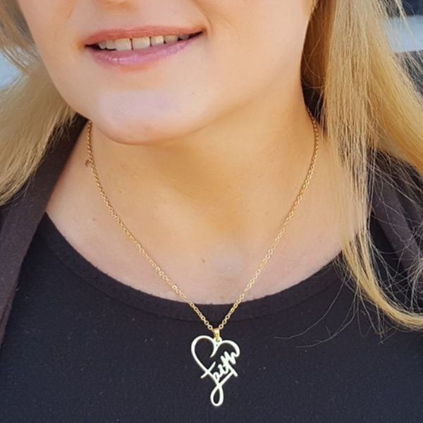 europe and the united states titanium steel peach heart female english name motivational poster necklace faith, Silver
europe and the united states titanium steel peach heart female english name motivational poster necklace faith, Silver
