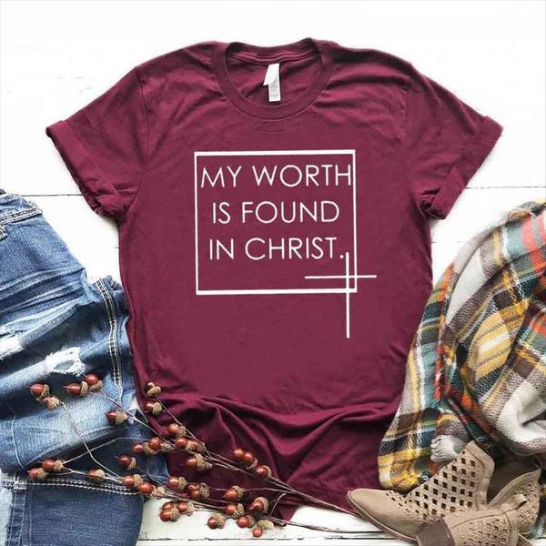 my worth is found women t shirt in christ cotton casual funny for lady yong girl tee drop ship, White
my worth is found women t shirt in christ cotton casual funny for lady yong girl tee drop ship, White